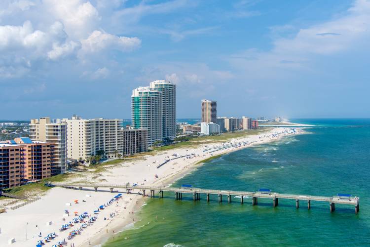 overhead photo of the Orange Beach, Alabama 
